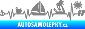 Samolepka Srdeční tep 094 levá dovolená u moře šedá
