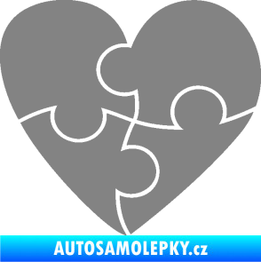 Samolepka Srdíčko 018 pravá puzzle šedá