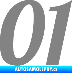 Samolepka Startovní číslo 01 typ 3 šedá