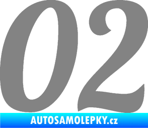 Samolepka Startovní číslo 02 typ 3 šedá
