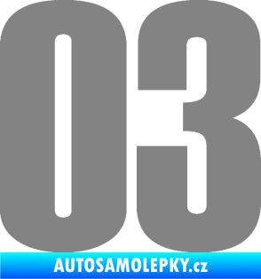 Samolepka Startovní číslo 03 typ 2   šedá