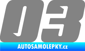 Samolepka Startovní číslo 03 typ 6 šedá