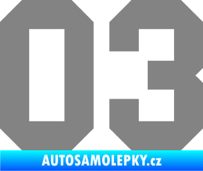 Samolepka Startovní číslo 03 šedá