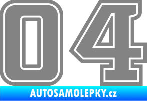 Samolepka Startovní číslo 04 typ 5 šedá