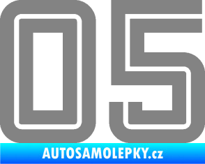 Samolepka Startovní číslo 05 typ 7 šedá