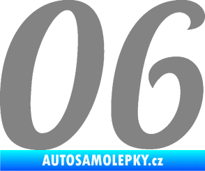 Samolepka Startovní číslo 06 typ 3 šedá