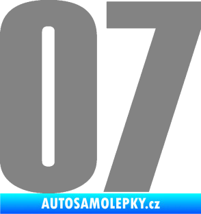 Samolepka Startovní číslo 07 typ 2   šedá