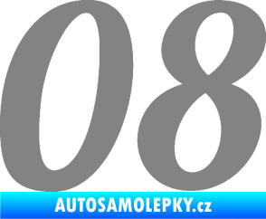Samolepka Startovní číslo 08 typ 3 šedá