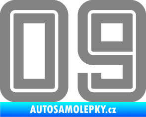 Samolepka Startovní číslo 09 typ 7 šedá