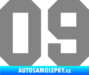 Samolepka Startovní číslo 09 šedá