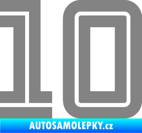 Samolepka Startovní číslo 10 typ 7 šedá