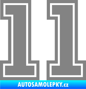 Samolepka Startovní číslo 11 typ 5 šedá