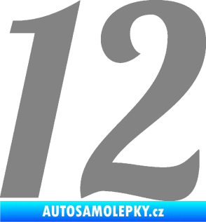Samolepka Startovní číslo 12 typ 3    šedá