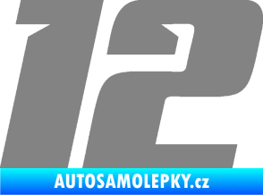Samolepka Startovní číslo 12 typ 6 šedá