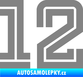 Samolepka Startovní číslo 12 typ 7 šedá