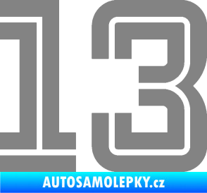 Samolepka Startovní číslo 13 typ 7 šedá