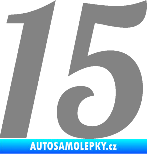 Samolepka Startovní číslo 15 typ 3      šedá
