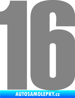 Samolepka Startovní číslo 16 typ 2   šedá