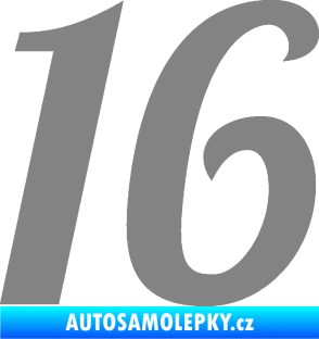 Samolepka Startovní číslo 16 typ 3       šedá