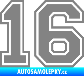 Samolepka Startovní číslo 16 typ 4 šedá