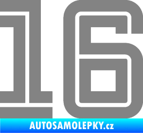 Samolepka Startovní číslo 16 typ 7 šedá