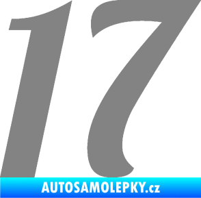 Samolepka Startovní číslo 17 typ 3        šedá