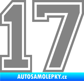 Samolepka Startovní číslo 17 typ 4 šedá