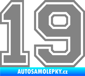 Samolepka Startovní číslo 19 typ 4 šedá