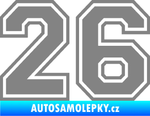 Samolepka Startovní číslo 26 typ 4 šedá