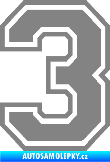 Samolepka Startovní číslo 3 typ 4 šedá
