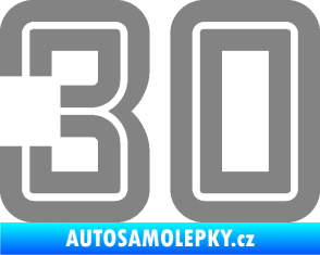 Samolepka Startovní číslo 30 typ 7 šedá