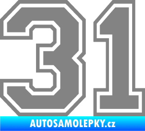 Samolepka Startovní číslo 31 typ 4 šedá
