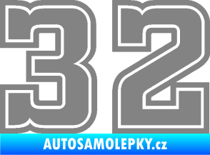 Samolepka Startovní číslo 32 typ 5 šedá