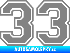 Samolepka Startovní číslo 33 typ 4 šedá