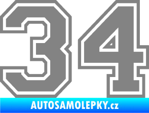 Samolepka Startovní číslo 34 typ 4 šedá