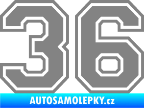 Samolepka Startovní číslo 36 typ 4 šedá