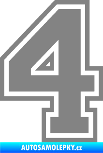 Samolepka Startovní číslo 4 typ 4 šedá