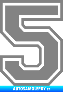 Samolepka Startovní číslo 5 typ 4 šedá