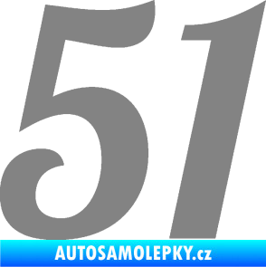 Samolepka Startovní číslo 51 typ 3 šedá