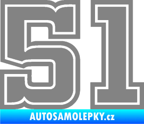 Samolepka Startovní číslo 51 typ 5 šedá