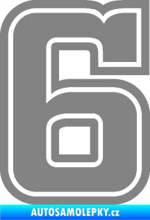 Samolepka Startovní číslo 6 typ 5 šedá