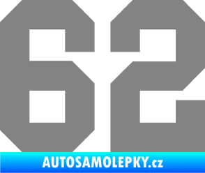 Samolepka Startovní číslo 62 šedá