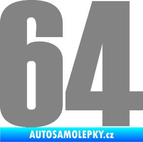 Samolepka Startovní číslo 64 typ 2    šedá