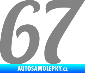 Samolepka Startovní číslo 67 typ 3 šedá