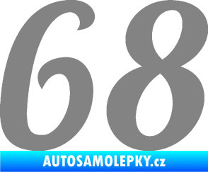 Samolepka Startovní číslo 68 typ 3 šedá