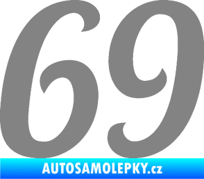 Samolepka Startovní číslo 69 typ 3 šedá