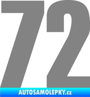 Samolepka Startovní číslo 72 typ 2   šedá