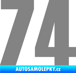 Samolepka Startovní číslo 74 typ 2     šedá