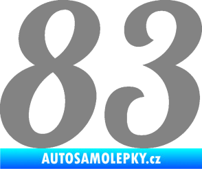Samolepka Startovní číslo 83 typ 3   šedá