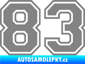 Samolepka Startovní číslo 83 typ 4 šedá